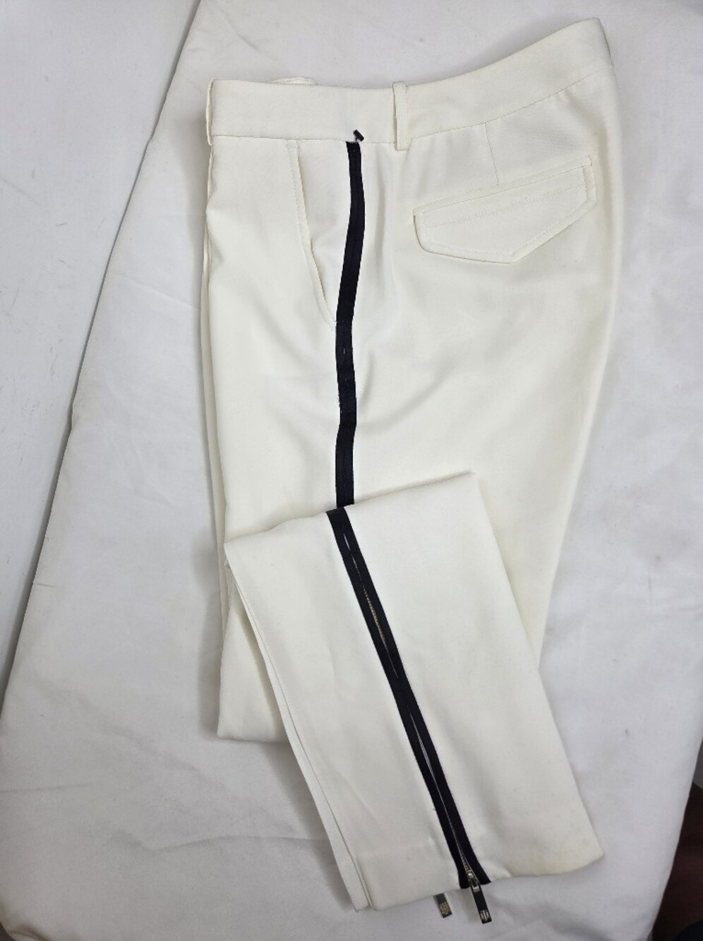 Tommy Hilfiger Size 6 White Tuxedo-Stripe Trousers